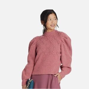 A New Day pink puff sleeve sweater size M